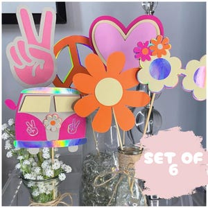 Tall Groovy Centerpieces | Retro Party Decorations | 70’s Theme Table Props | Groovy Party Decorations