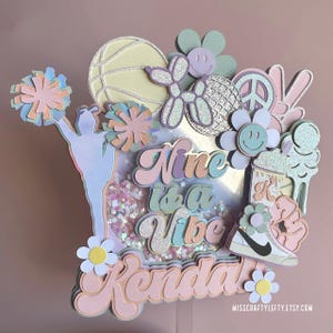 Groovy Cake Topper | Preppy Theme Centerpiece | Nine Is A Vibe | Customizable Groovy Cake Topper