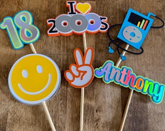 Y2K cupcake decorations | 90’s cake Picks