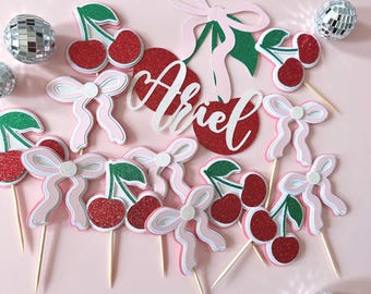 200 Stück Kirsch-Konfetti Set – Rosa Schleifen & Kirschen Für Süße Partydekoration | Babyshower, Geburtstag