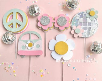 Disco Ball Groovy Cupcake Toppers | Groovy Cake Decorations | Groovy Cake Picks | Groovy Birthday Decorations