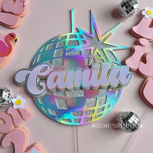 disco cake topper | groovy disco ball centerpiece | disco party decorations