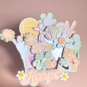 Groovy Cake Topper | Preppy Theme Centerpiece | Nine Is A Vibe | Customizable Groovy Cake Topper
