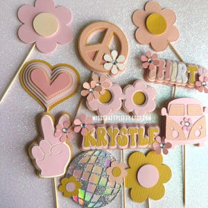 Groovy Cupcake Toppers Mini Centerpieces Boho Daisy Cake Decorations