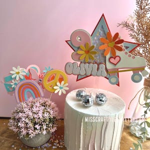 Groovy Roller Skate Cupcake Decorations | Retro Cake Toppers | Boho Cupcake Picks | Groovy Cake Decorations