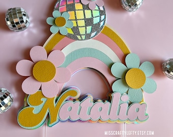 Disco Ball Cake Topper | Rainbow Cake Topper | Disco Cake Decorations |