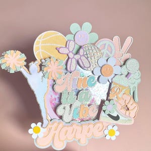 Groovy Cake Topper | Preppy Theme Centerpiece | Nine Is A Vibe | Customizable Groovy Cake Topper