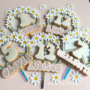 Groovy Cake Topper | Blumenkind Cake Topper | Groovy Herzstück | Groovy Kuchendekorationen