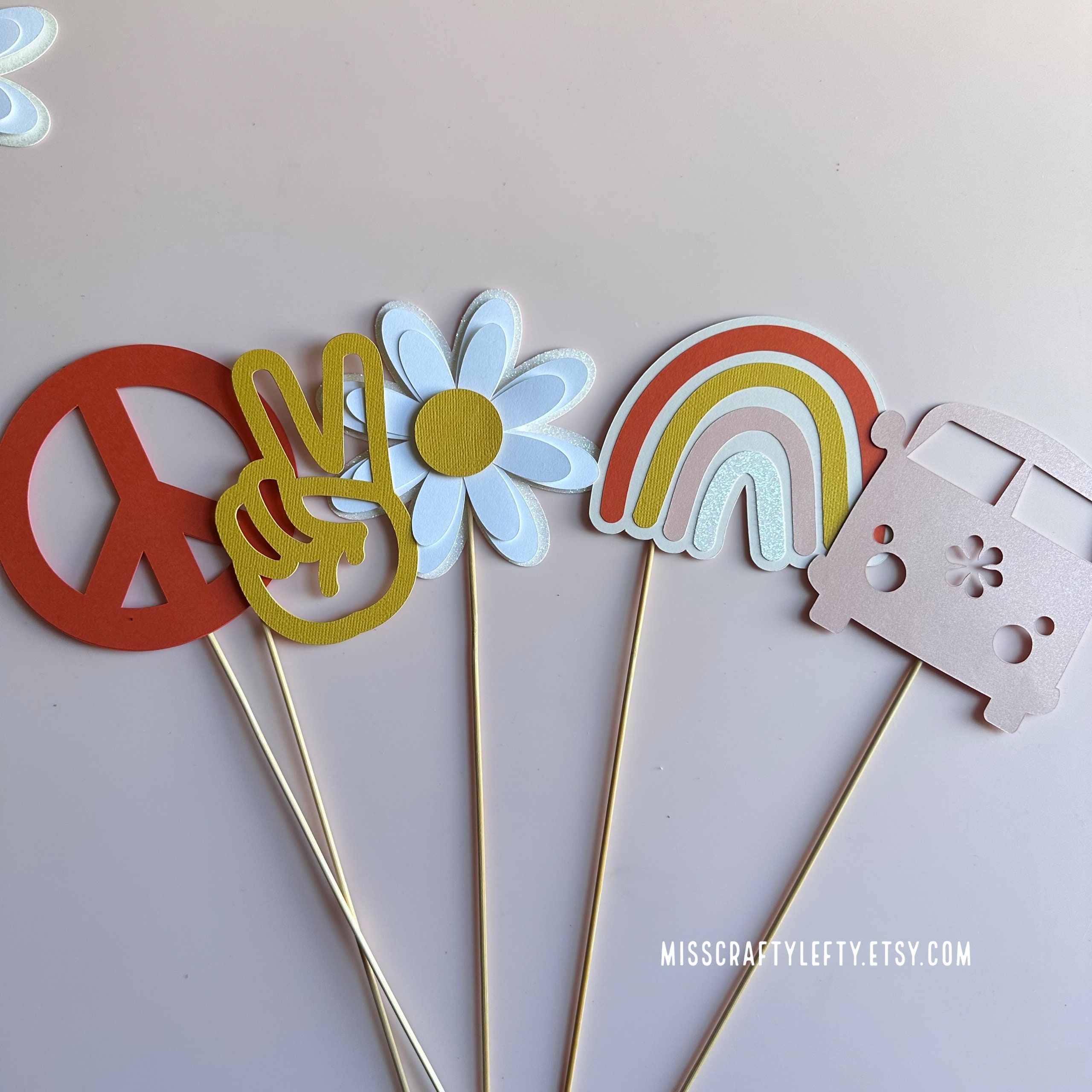 5 Groovy Centerpieces Flower Child Centerpieces Groovy Party Decoration Daisy Party Birthday Party Decorations