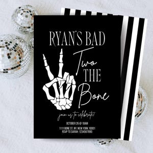 Invitación editable Bad Two The Bone / Descarga instantánea / Invitaciones imprimibles de 5 x 7 / BB40221