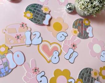 Groovy Monthly Photo Banner | Boho Disco Party Decorations |  Milestone Birthday Banner | Daisy Photo Decorations | One Year Photo Banner