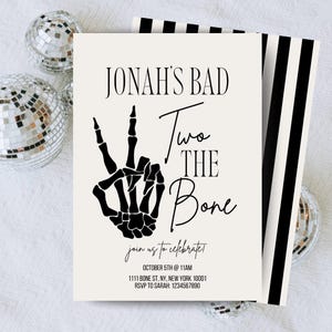 Invitación editable Bad Two The Bone / Descarga instantánea / Invitaciones imprimibles de 5 x 7 / BB40221