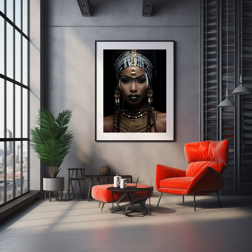 AI Digital Print Digital Download Black and Gold Woman - Etsy