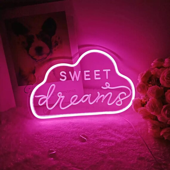 Sweet Dreams Neon Wall Light Pink Neon Light Dream Light Etsy