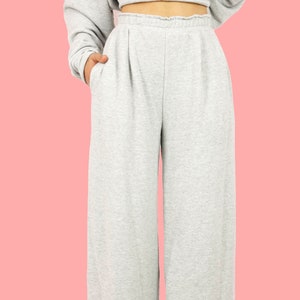 Women&#39;s Fleece Wide Leg Sweatpants: USA Made Cotton Blend