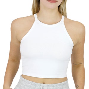 Cotton Racerback Crop Tank: Women&#39;s Sleeveless Cami - Made in USA