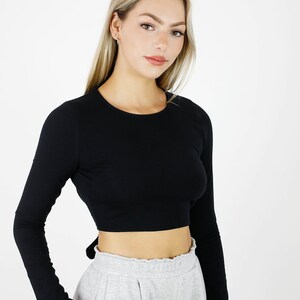 Premium cotton backless tied-up long sleeve top image 3