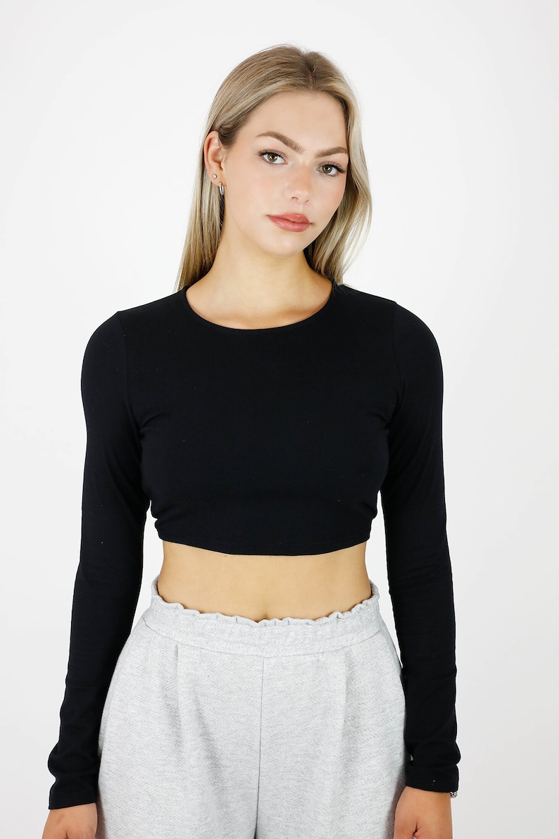 Premium cotton backless tied-up long sleeve top image 2