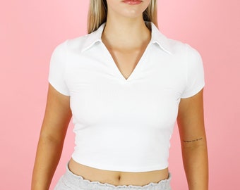 Premium cotton polo crop top