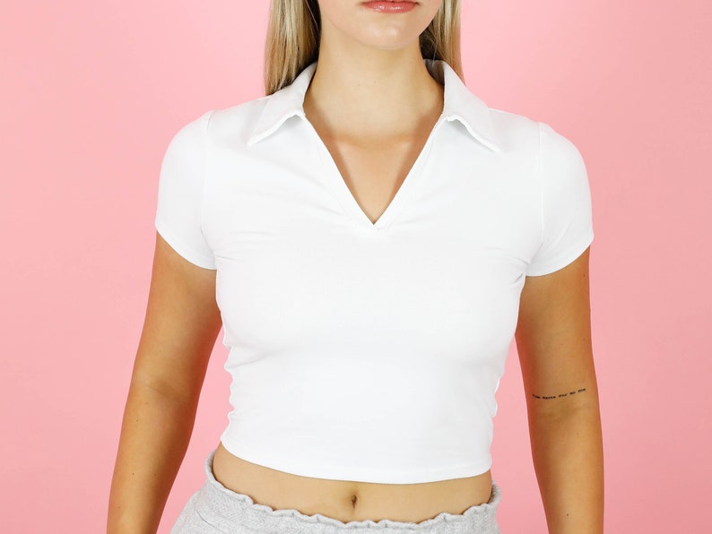 Premium cotton polo crop top image 1