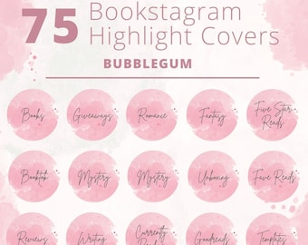 Portadas destacadas de Bookstagram para Instagram / Íconos literarios rosas, historias destacadas