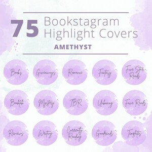 Bookstagram Highlight Covers: Amethyst | Story Highlight Covers |Social Media Text Icon |Digital Download |Highlight Icons |PNG Files