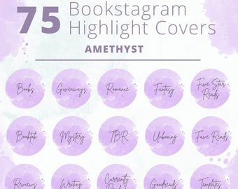 Portadas destacadas de Instagram para Bookstagram / Íconos de libros, destacados con estética morada