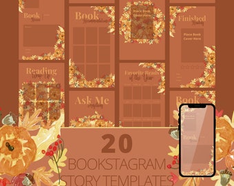 Plantillas de historias de Instagram de Bookstagram para reseñas de libros / Plantillas de Instagram de otoño para amantes de los libros