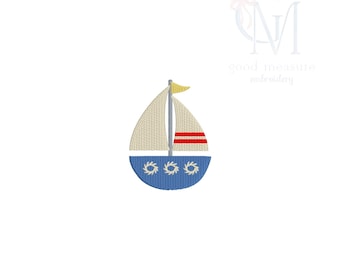 Mini riempimento disegno di ricamo a macchina per barca a vela
