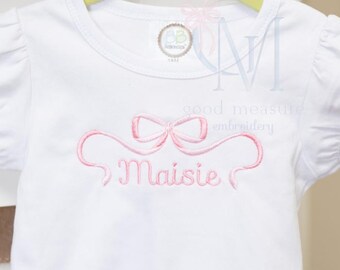 Fancy Two Toned Bow Elegant Satin Machine Embroidery Design