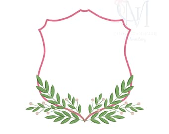 Branches Monogram Crest Floral Baby Bridal Stitch Machine Embroidery Design