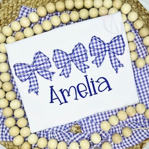 Bow Trio Bean Stitch Applique Machine Embroidery Design