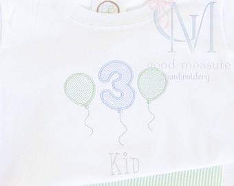 Sketch Satin Border Birthday Number Balloons Machine Embroidery Design