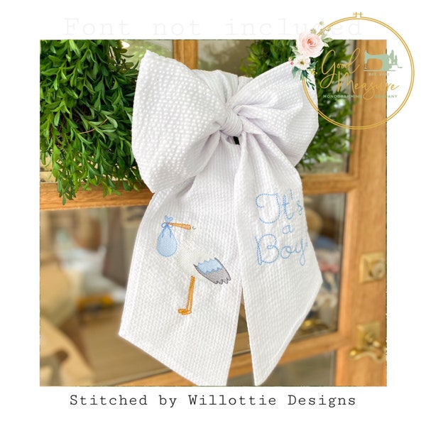 Stork and Baby Sketch Stitch Machine Embroidery Design