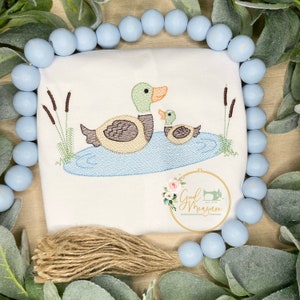Sketch Fill Mallard and Baby Duck Machine Embroidery Design