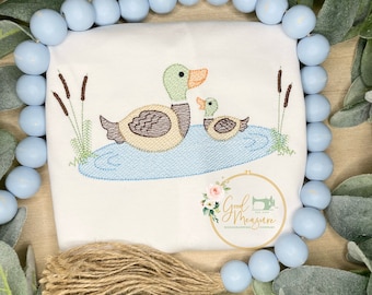 Sketch Fill Mallard and Baby Duck Machine Embroidery Design