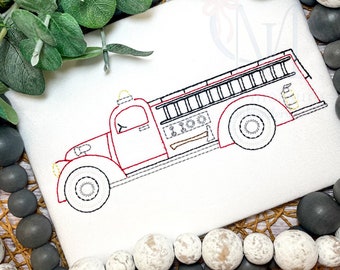 Vintage Fire Truck Vintage Stitch Machine Embroidery Design