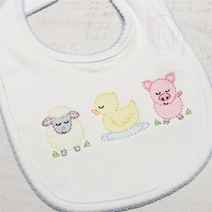 Baby Barnyard Farm Animals Trio Sketch Stitch Machine Embroidery Design