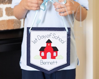In the Hoop School House Banner Back to School Machine Embroidery Design