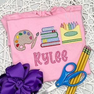 Back to School Art Palette Crayon Sketch Trio Stitch Machine Embroidery Design
