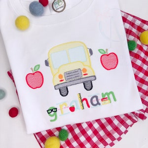 Back to School Bus Machine Embroidery Design