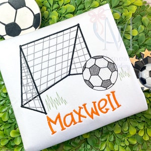 Soccer Ball and Goal Sketch Stitch Machine Embroidery Design