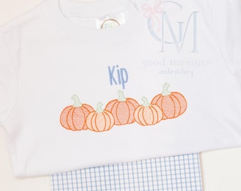 Sketch Pumpkin Row Machine Embroidery Design