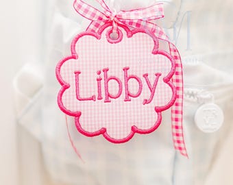 In the Hoop Satin Scallop Tag Embroidery Design