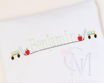 School Bus Back to School Frame Machine Embroidery Design
