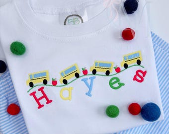 School Bus Rolling Along Back to School Machine Embroidery Design