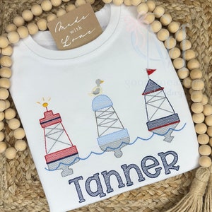 Summer Nautical Buoy Trio Sketch Stitch Machine Embroidery Design