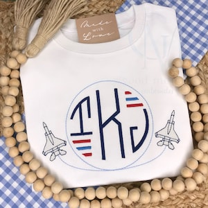 Jet Plane Monogram Frame Machine Embroidery Design
