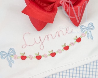 Floral Back To School Garland Name Frame Machine Embroidery Design
