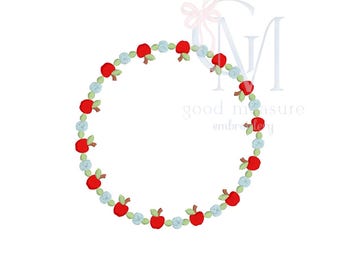 Floral Back To School Garland Monogram Frame Machine Embroidery Design